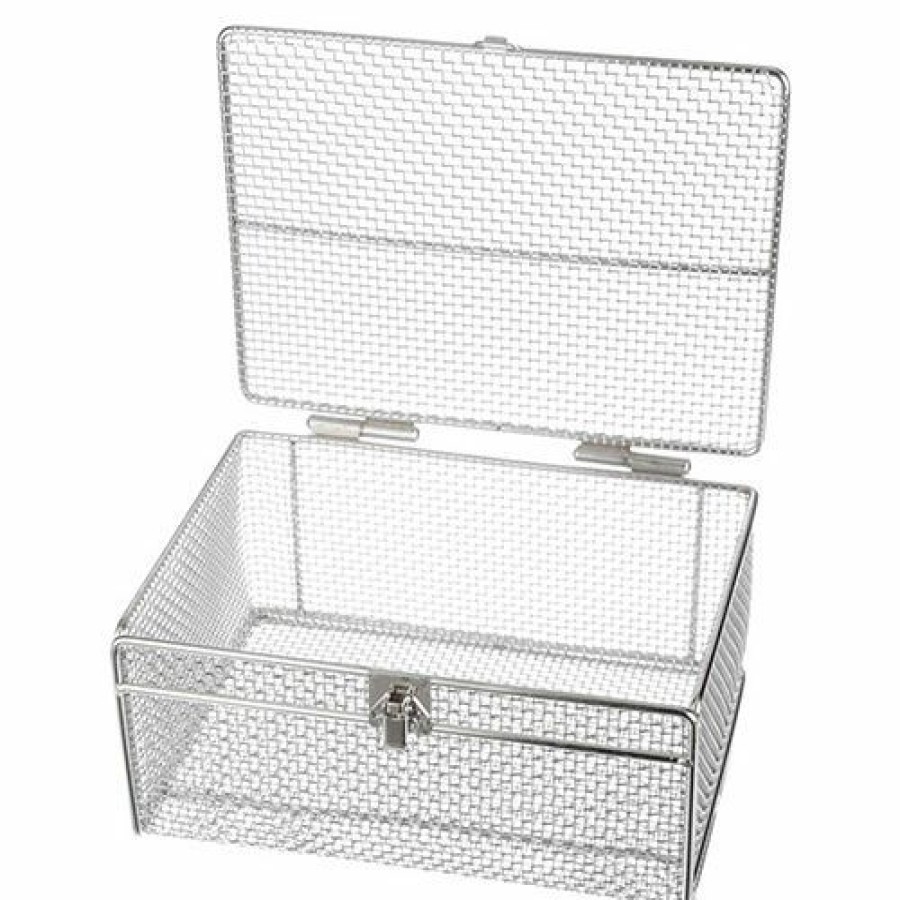 Parts Cleaning & Treating * | Budget Marlin Steel Basket With Lid 368050-31 Electropolished Stainless Steel 14"L X 10"W X 6"H Qty 1-4